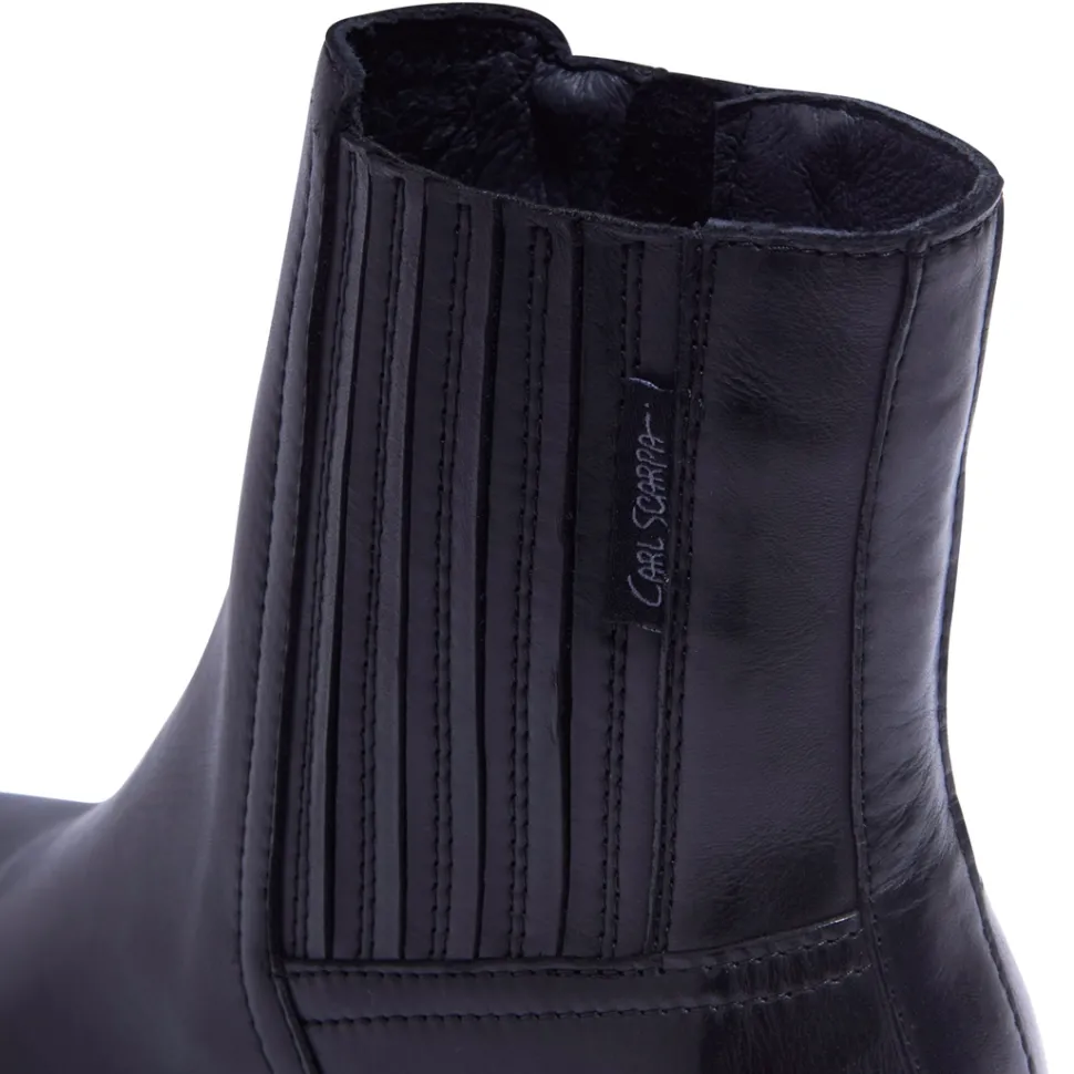 Trepani Black Leather Ankle Boots