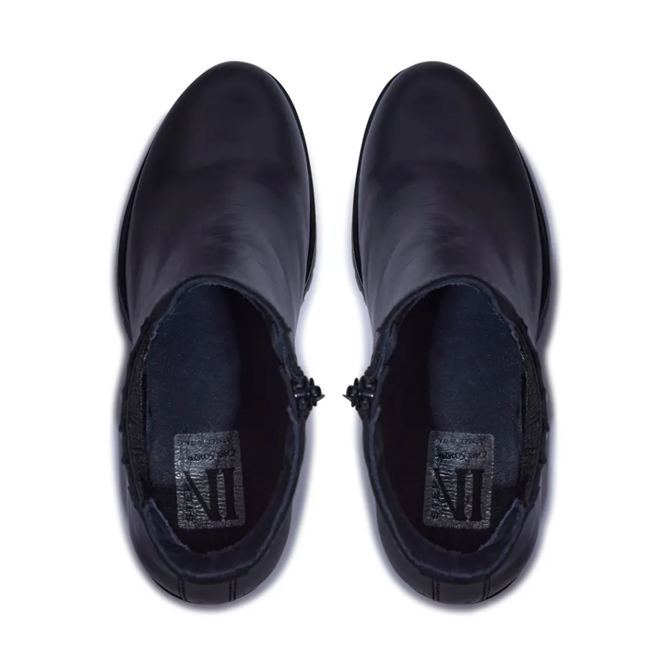 Trepani Black Leather Ankle Boots
