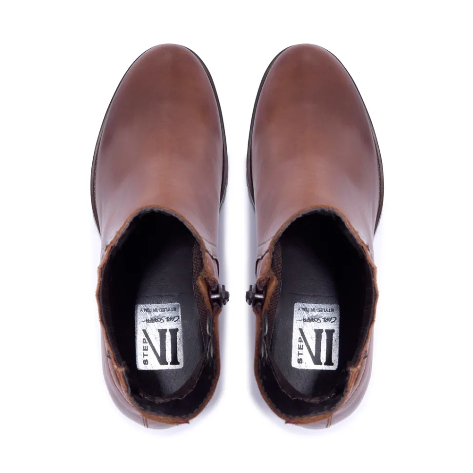 Trepani Tan Leather Ankle Boots