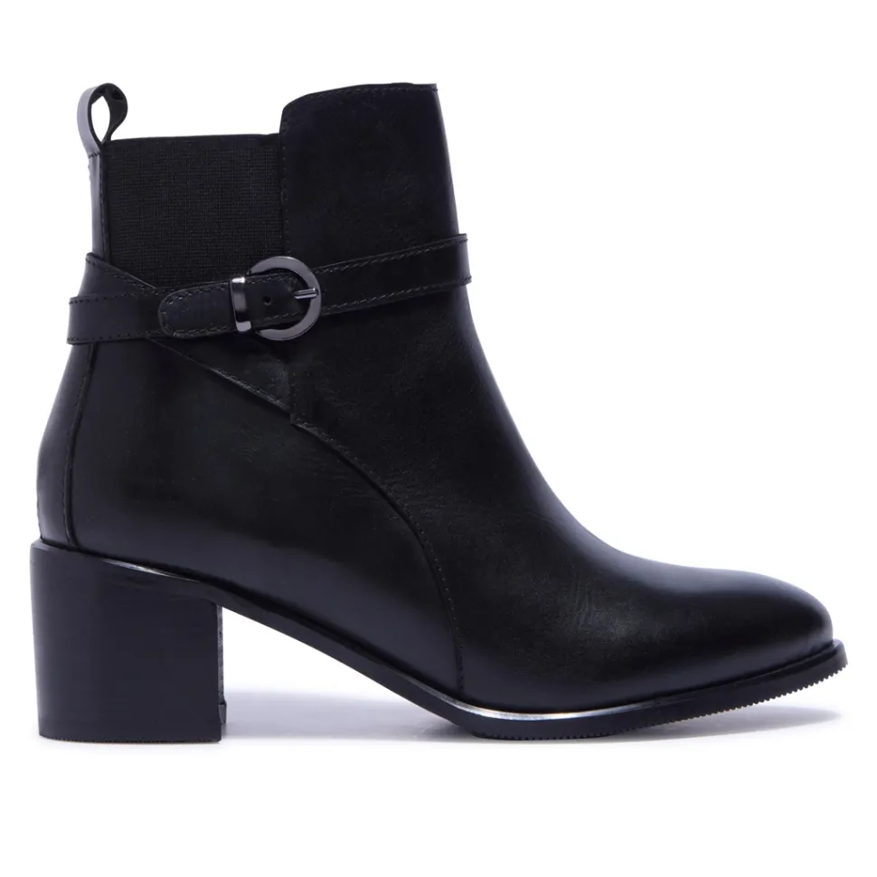Trimona Black Leather Ankle Boots