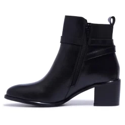 Trimona Black Leather Ankle Boots