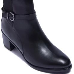 Trimona Black Leather Ankle Boots
