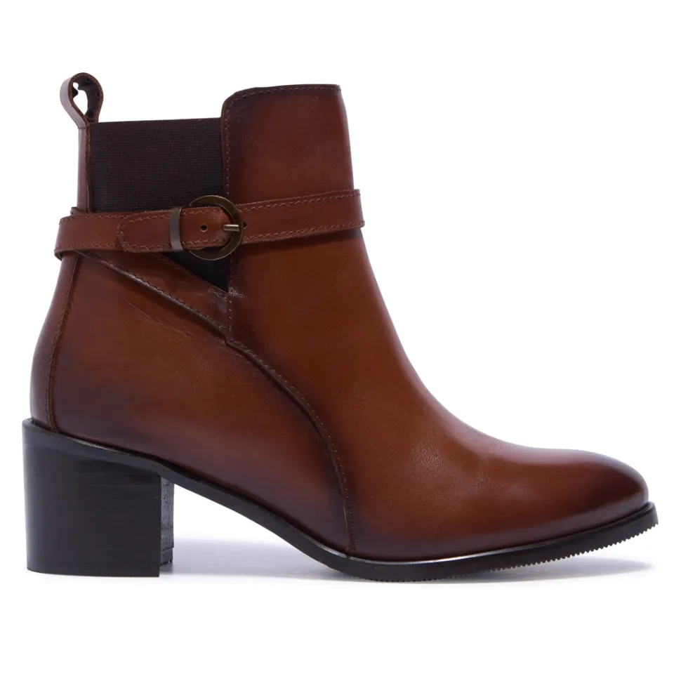 Trimona Tan Leather Ankle Boots