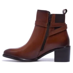Trimona Tan Leather Ankle Boots