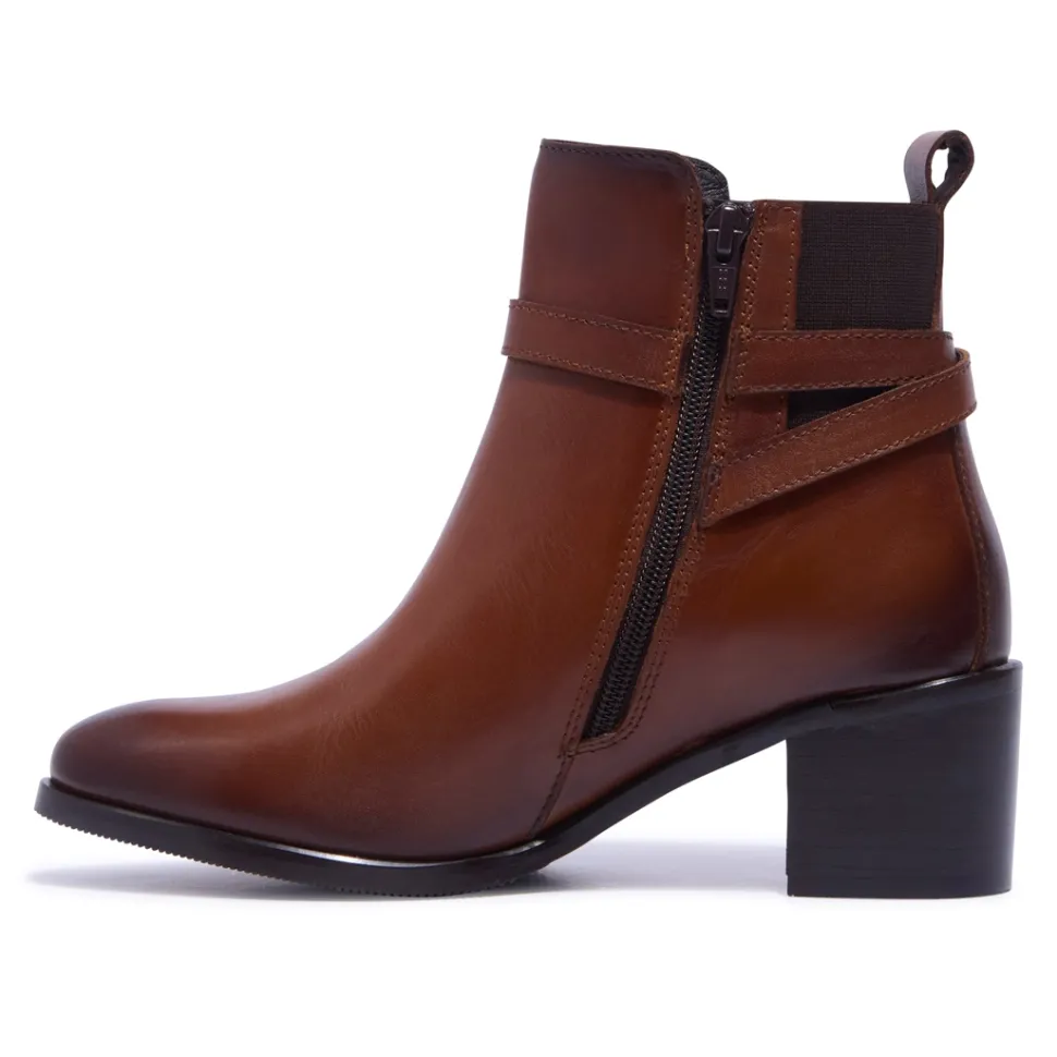 Trimona Tan Leather Ankle Boots