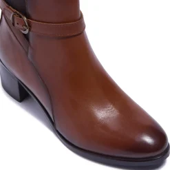 Trimona Tan Leather Ankle Boots