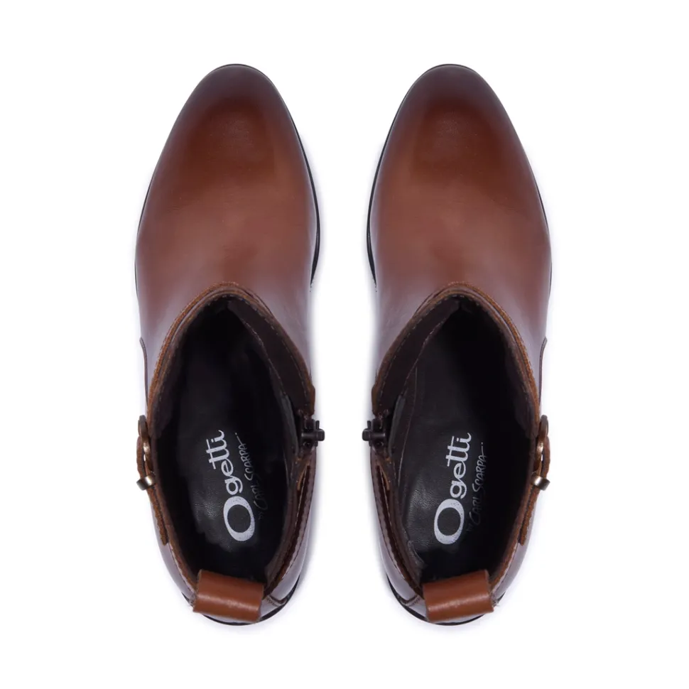 Trimona Tan Leather Ankle Boots