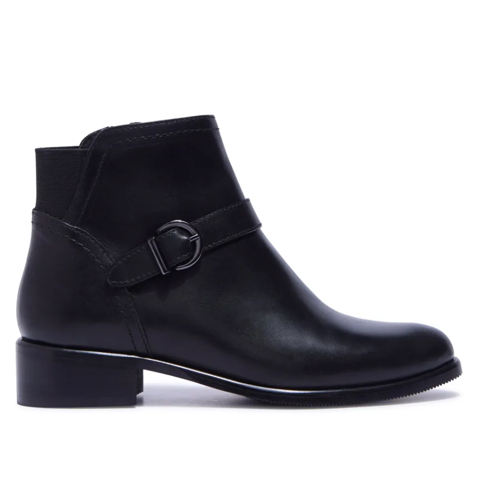 Trisette Black Leather Ankle Boots