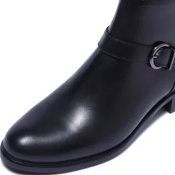 Trisette Black Leather Ankle Boots