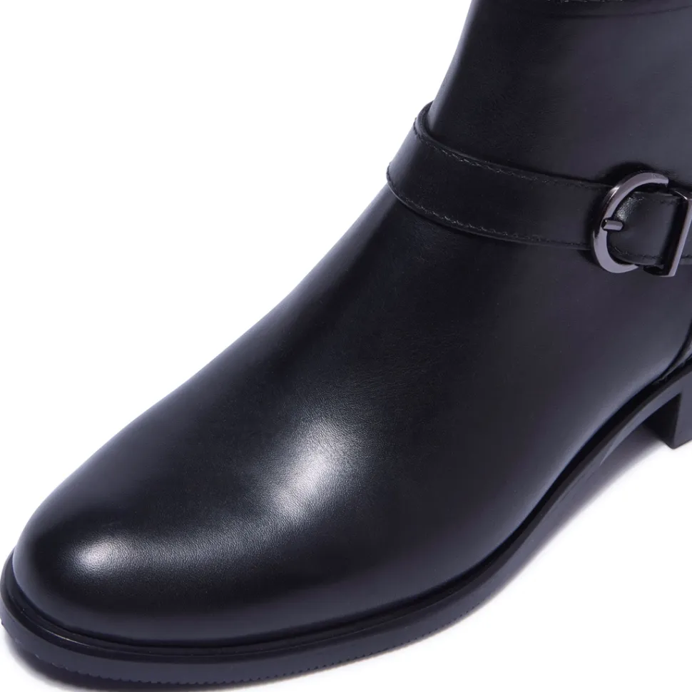 Trisette Black Leather Ankle Boots