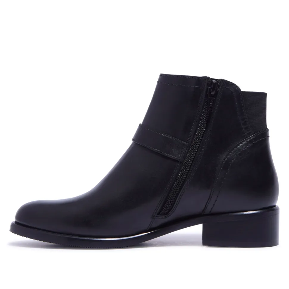 Trisette Black Leather Ankle Boots