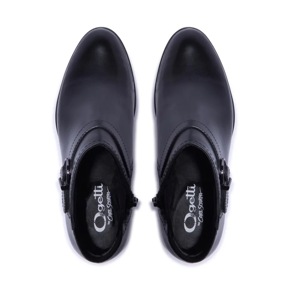 Trisette Black Leather Ankle Boots