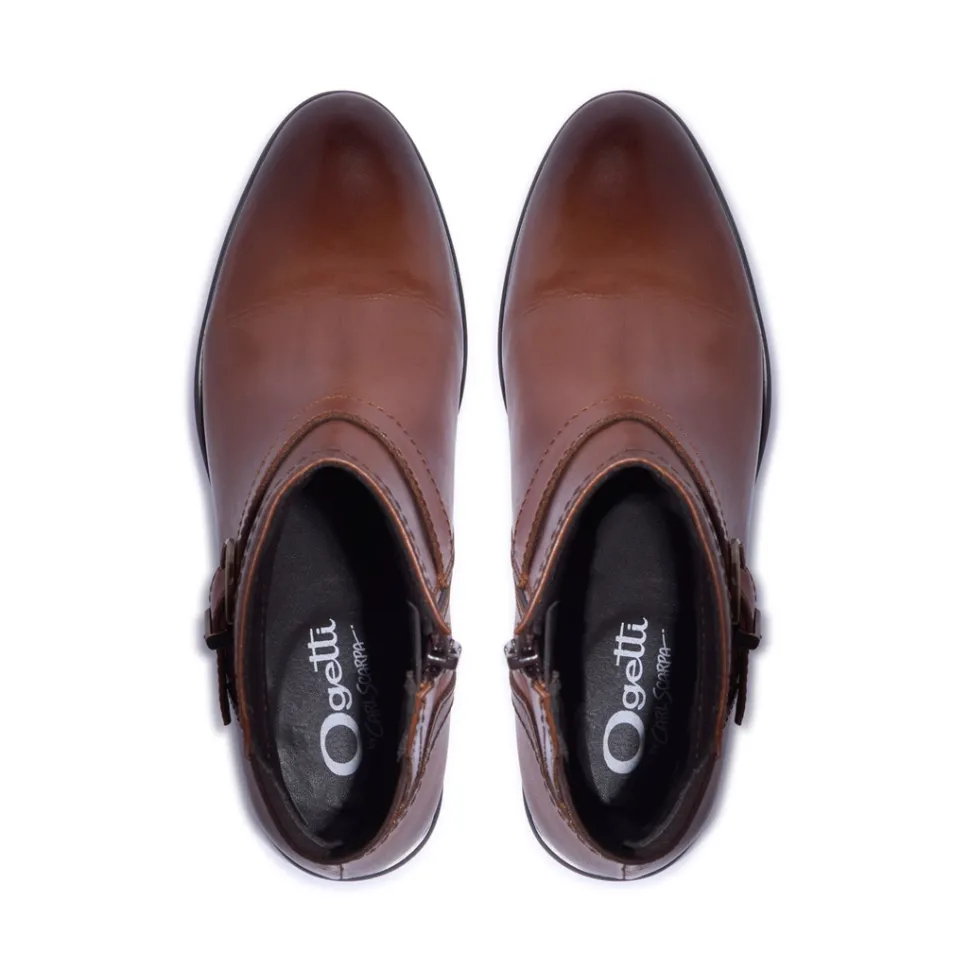 Trisette Tan Leather Ankle Boots