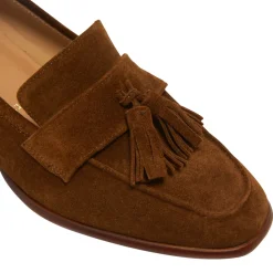 Tristini Tan Suede Low Block Heel Loafers