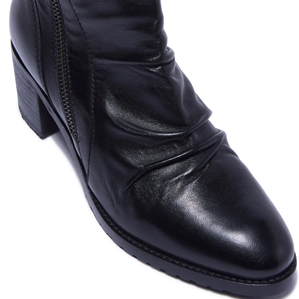Trizeppe Black Leather Ankle Boots