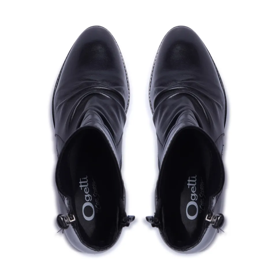 Trizeppe Black Leather Ankle Boots