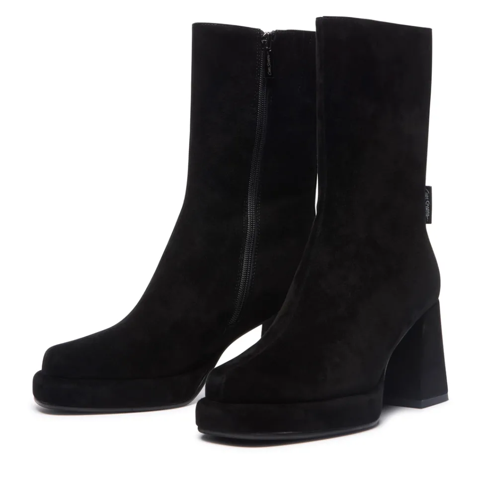 Tropea Black Suede Ankle Boots