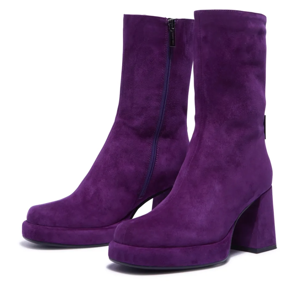 Tropea Purple Suede Ankle Boots
