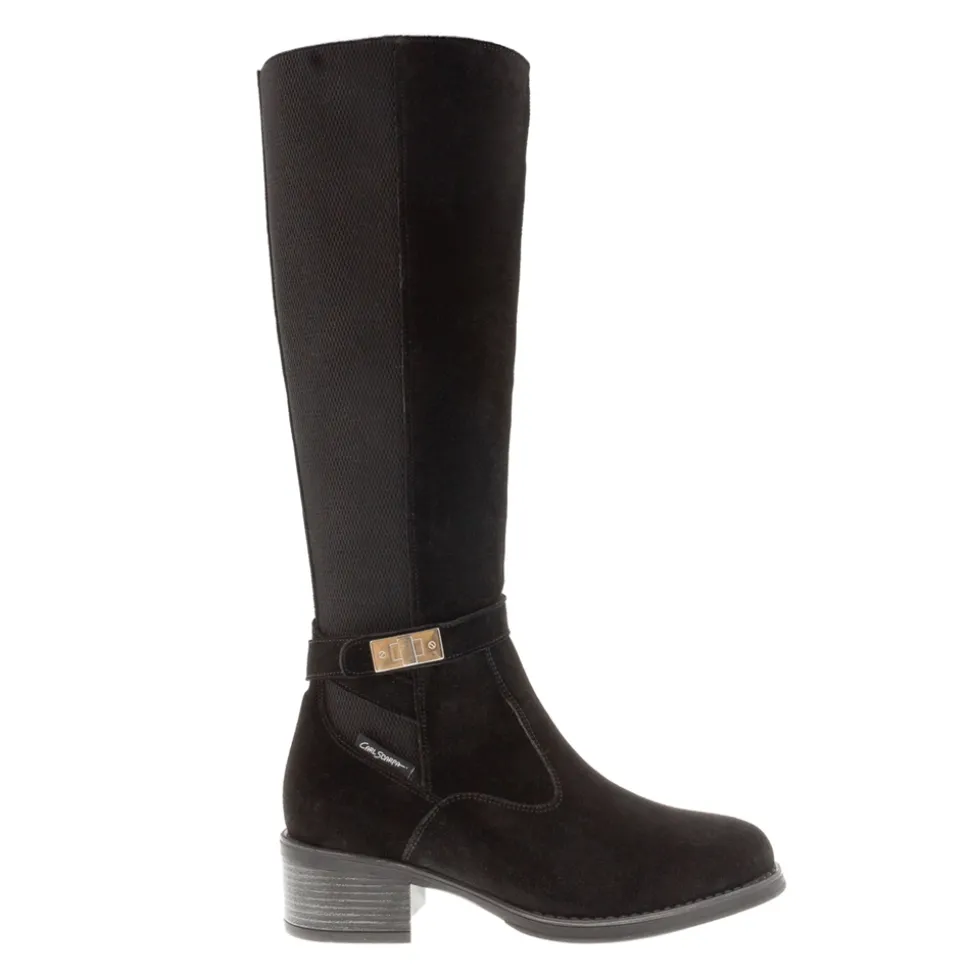 Tucci Black Suede Chunky Knee High Boots