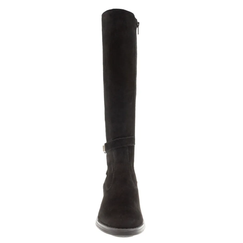 Tucci Black Suede Chunky Knee High Boots