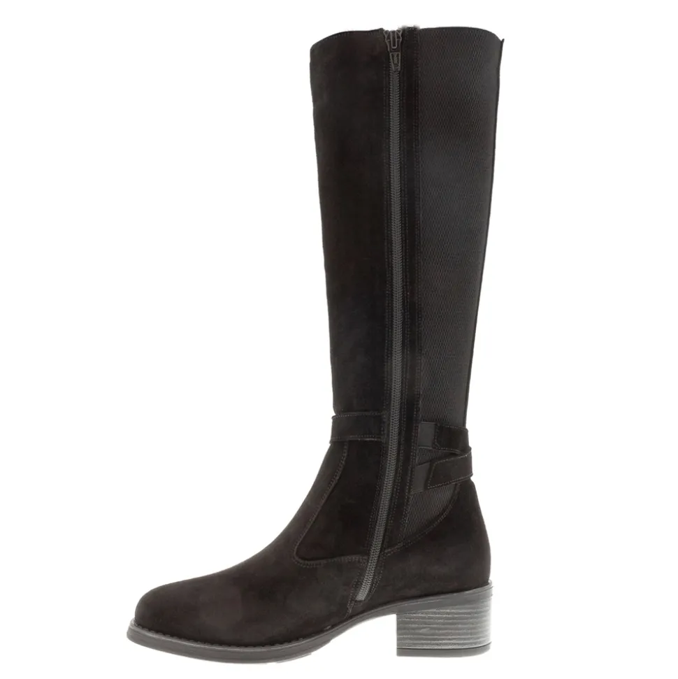 Tucci Black Suede Chunky Knee High Boots