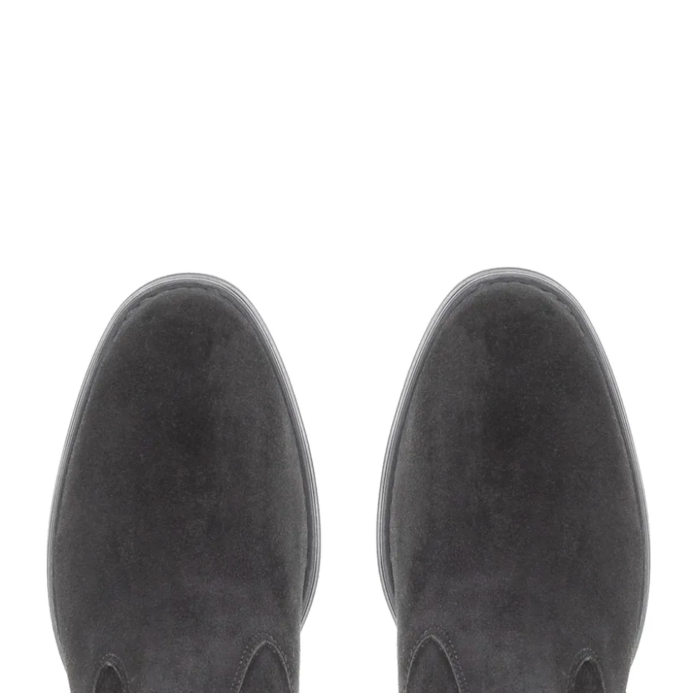 Tucci Black Suede Chunky Knee High Boots