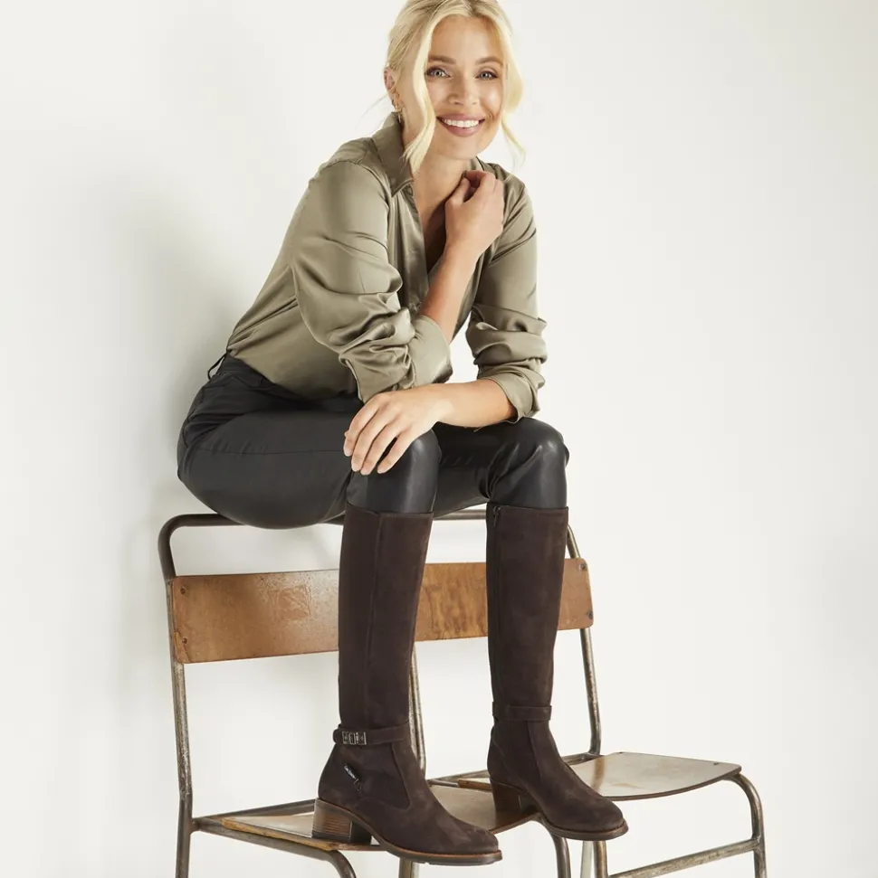 Tucci Brown Suede Chunky Knee High Boots