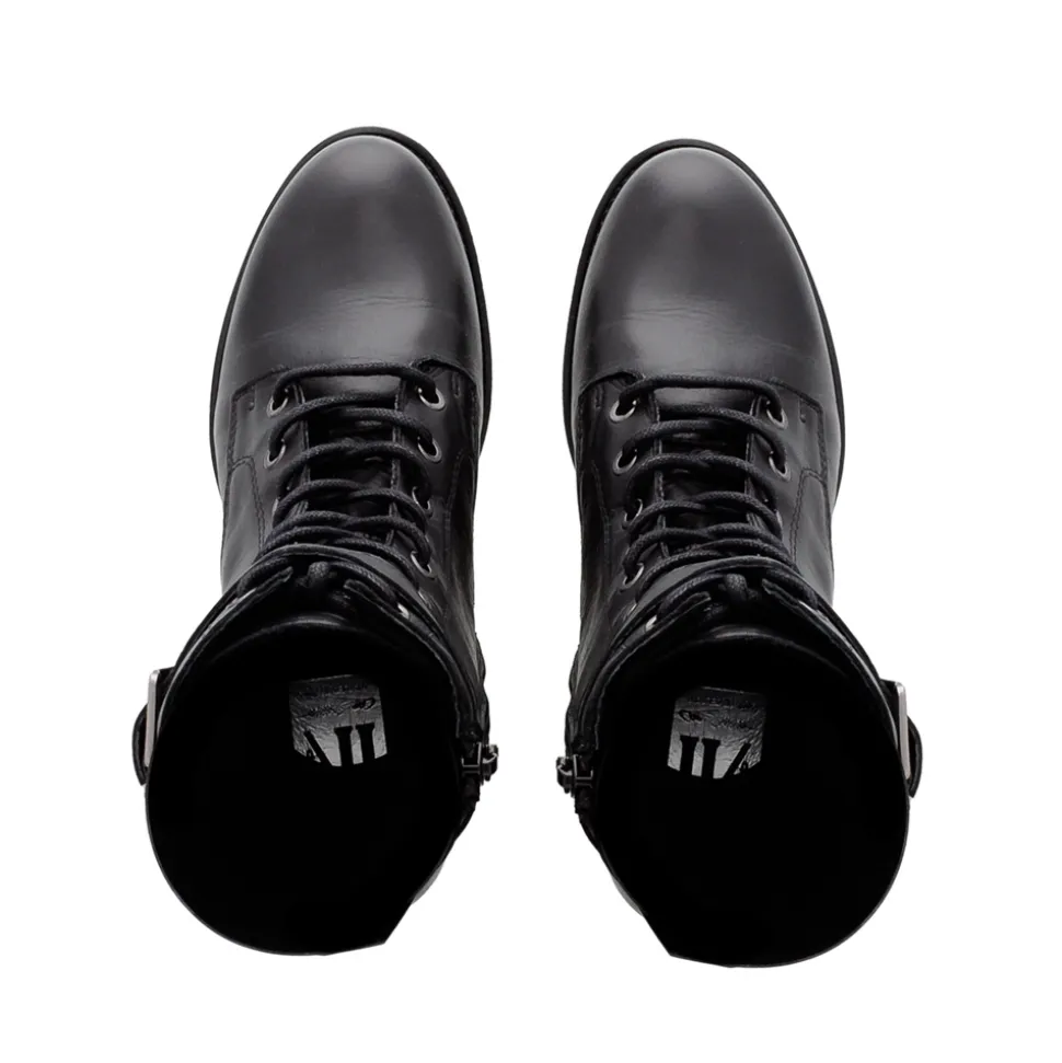 Turner Black Leather Lace Up Ankle Boots