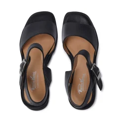 Veronne Black Leather Wavesole Sandals