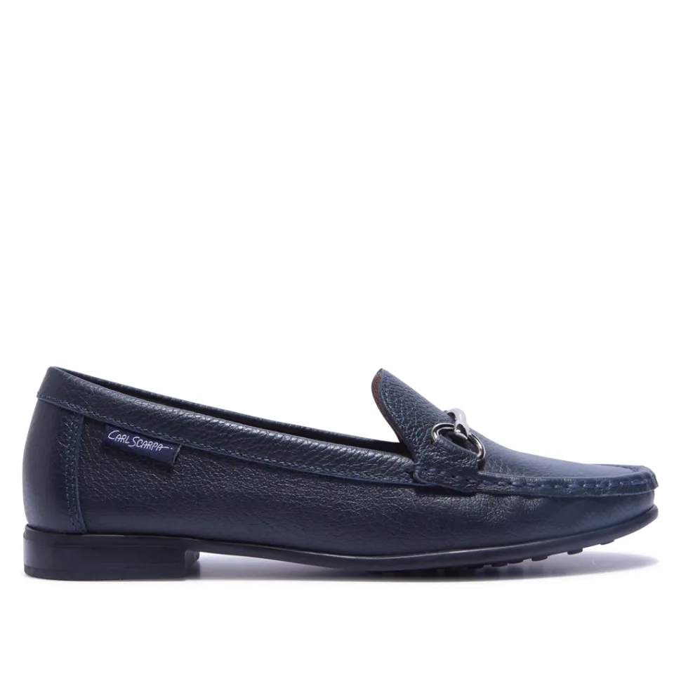 Veroso Navy Leather Loafers