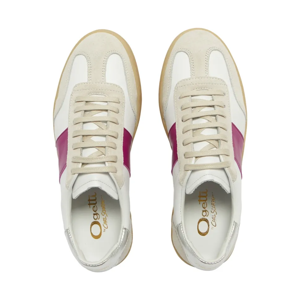 Zest White-Fuchsia Leather Trainers