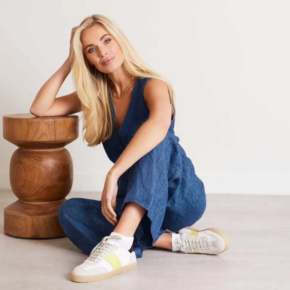 Zest White-Neon Leather Trainers